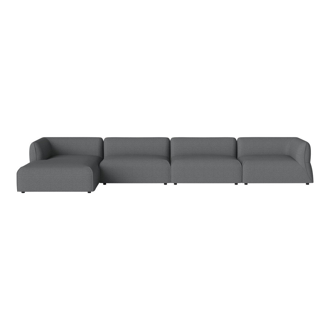 Gray modular sofa featuring a sleek, minimalist design with clean lines and smooth upholstery. Perfect for modern decor.