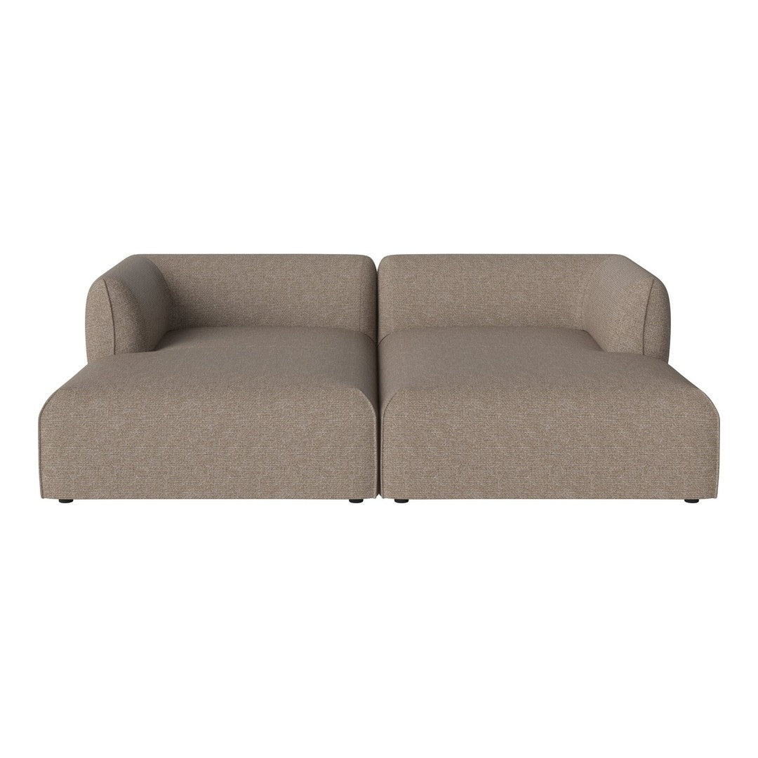 Beige two-piece sofa with a textured fabric pattern, featuring clean lines and a modern design.