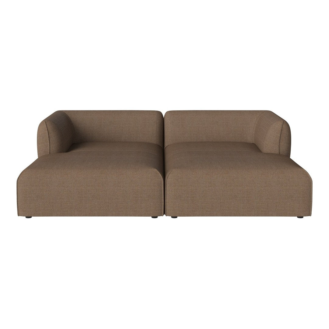 Brown upholstered modular sofa with a smooth texture and minimalist design. Perfect for contemporary living rooms.
