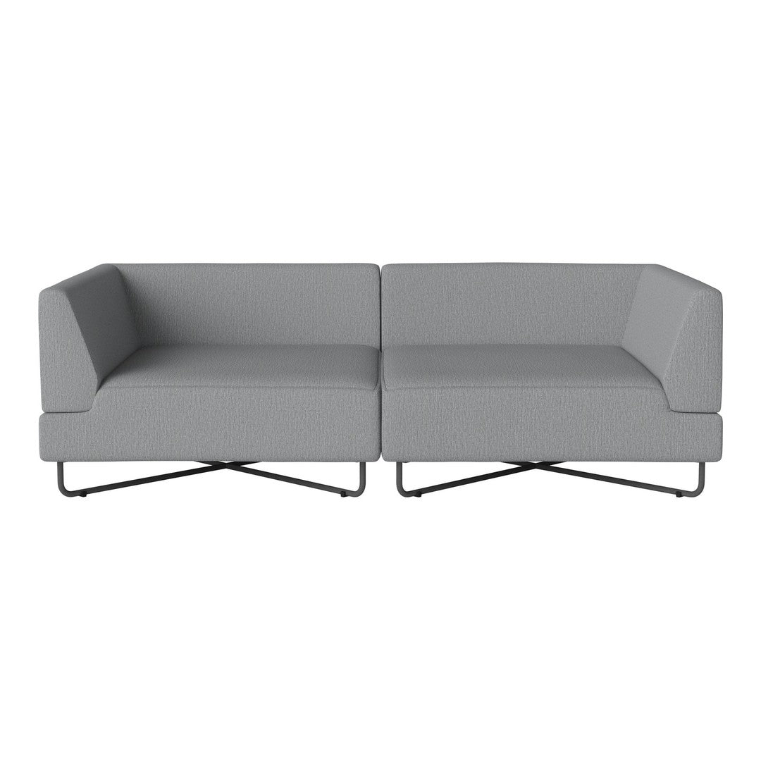 Gray modern sofa with a minimalist design and smooth fabric, featuring clean lines and a sleek, contemporary look.