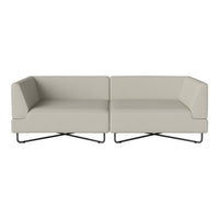 Stylish light gray sofa with minimalist design, featuring smooth upholstery and sleek metal legs. Ideal for modern decor.