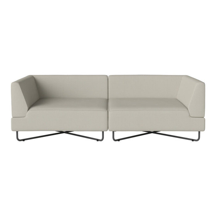 Stylish light gray sofa with minimalist design, featuring smooth upholstery and sleek metal legs. Ideal for modern decor.