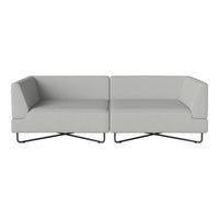 Modern two-piece gray sofa with minimalist design and sleek black metal legs. Perfect for contemporary spaces.