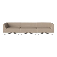 Beige modern sectional sofa with clean lines and minimalistic design, featuring a stylish metal base.