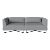 Gray modern sectional sofa with clean lines and minimalist design on sleek black metal legs. Perfect for contemporary spaces.