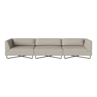 Light gray modern sectional sofa with sleek lines and a minimalist design, featuring a smooth fabric texture.