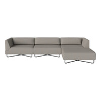 Gray sectional sofa with clean lines and minimalist black metal legs, offering a modern and neutral aesthetic.