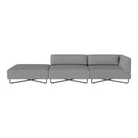 Gray sectional sofa with a sleek design and solid pattern, featuring modern metal legs for a contemporary look.