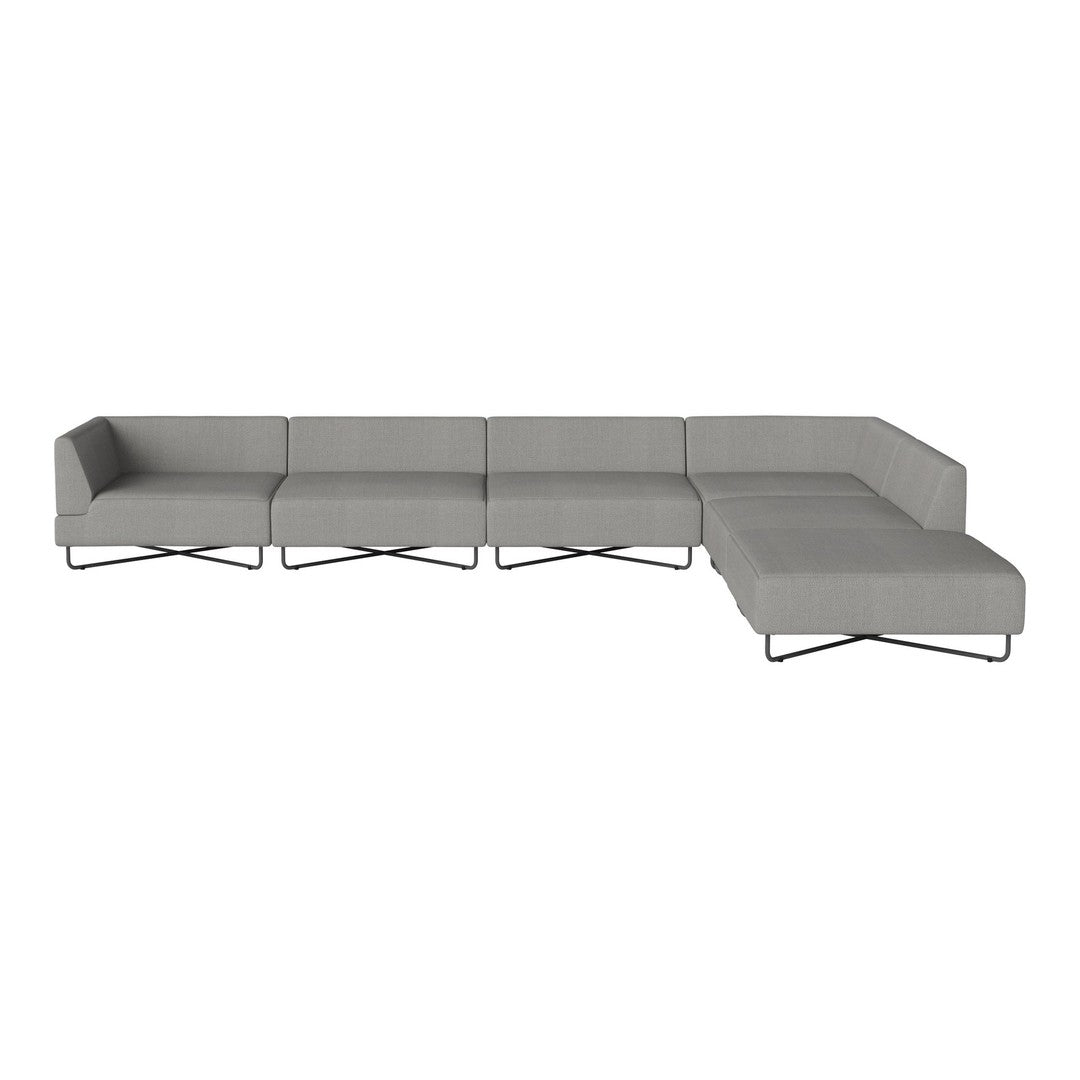 Gray modular sectional sofa with a sleek design and minimalistic, contemporary style. Perfect for modern living spaces.