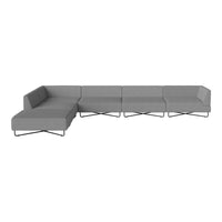 "Modern L-shaped gray sectional sofa with sleek, minimalist design and subtle texture."