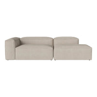 Beige modular sofa with a textured fabric finish, featuring clean lines and minimalist design. Perfect for modern decor.