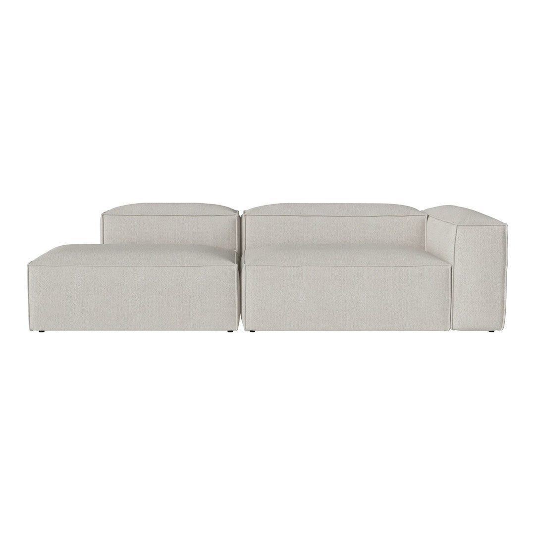 Light gray sectional sofa with a minimalist design and smooth texture. Perfect for modern living spaces.