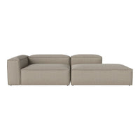 Light beige sectional sofa with a sleek, modern design and subtle textured fabric. Versatile for any living space.