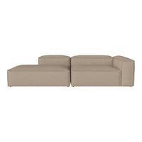 Beige sectional sofa with a modern, minimalistic design and clean lines, perfect for contemporary interiors.