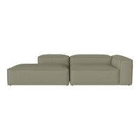 Modern sectional sofa in soft beige with minimalistic design, perfect for contemporary living spaces.