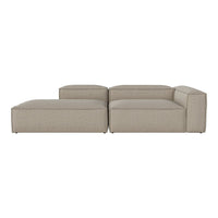 Beige sectional sofa with a textured fabric and clean lines, perfect for modern living spaces.