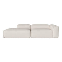 Modern white sectional sofa with a sleek, minimalist design and smooth, solid fabric. Perfect for contemporary decor.