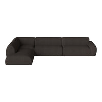 Dark gray modern sectional sofa with a clean, minimalistic design and smooth fabric texture. Perfect for contemporary living spaces.