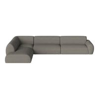"Modern gray sectional sofa with a minimalist design and smooth, clean lines for a sleek look."