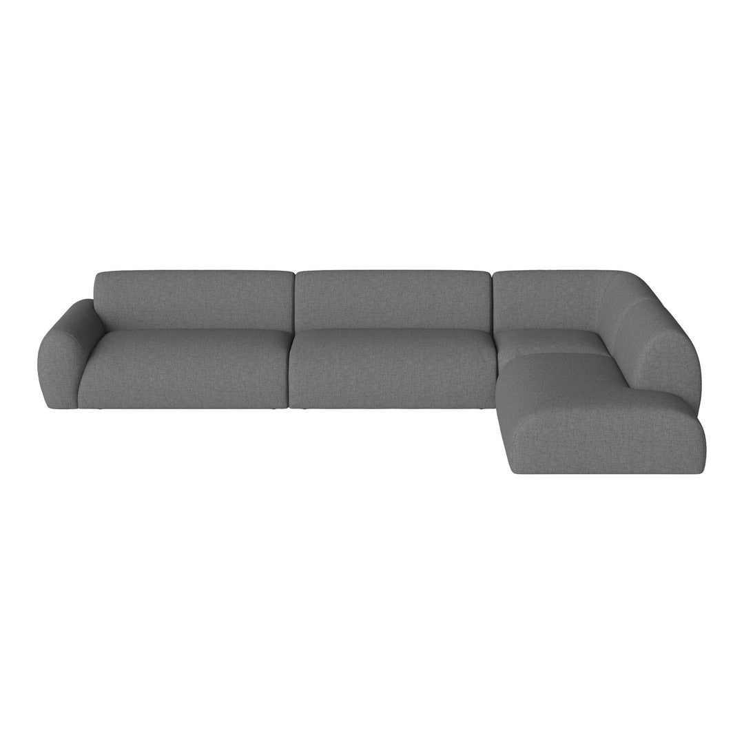 Gray sectional sofa with a clean, modern design and soft, textured upholstery. Perfect for any contemporary living space.