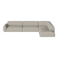 Light gray sectional sofa with smooth upholstery and modern, minimalist design. Perfect for contemporary living spaces.
