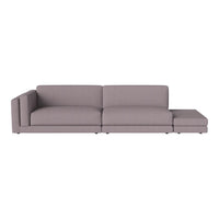 Elegant light purple sectional sofa with a smooth fabric texture and minimalist design, perfect for modern living spaces.
