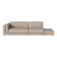Modern beige sectional sofa with clean lines and smooth texture, perfect for contemporary living spaces.