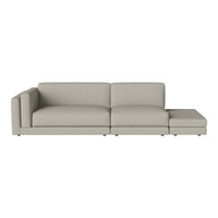 Light gray sectional sofa with a minimalist design and clean lines, ideal for modern living spaces.