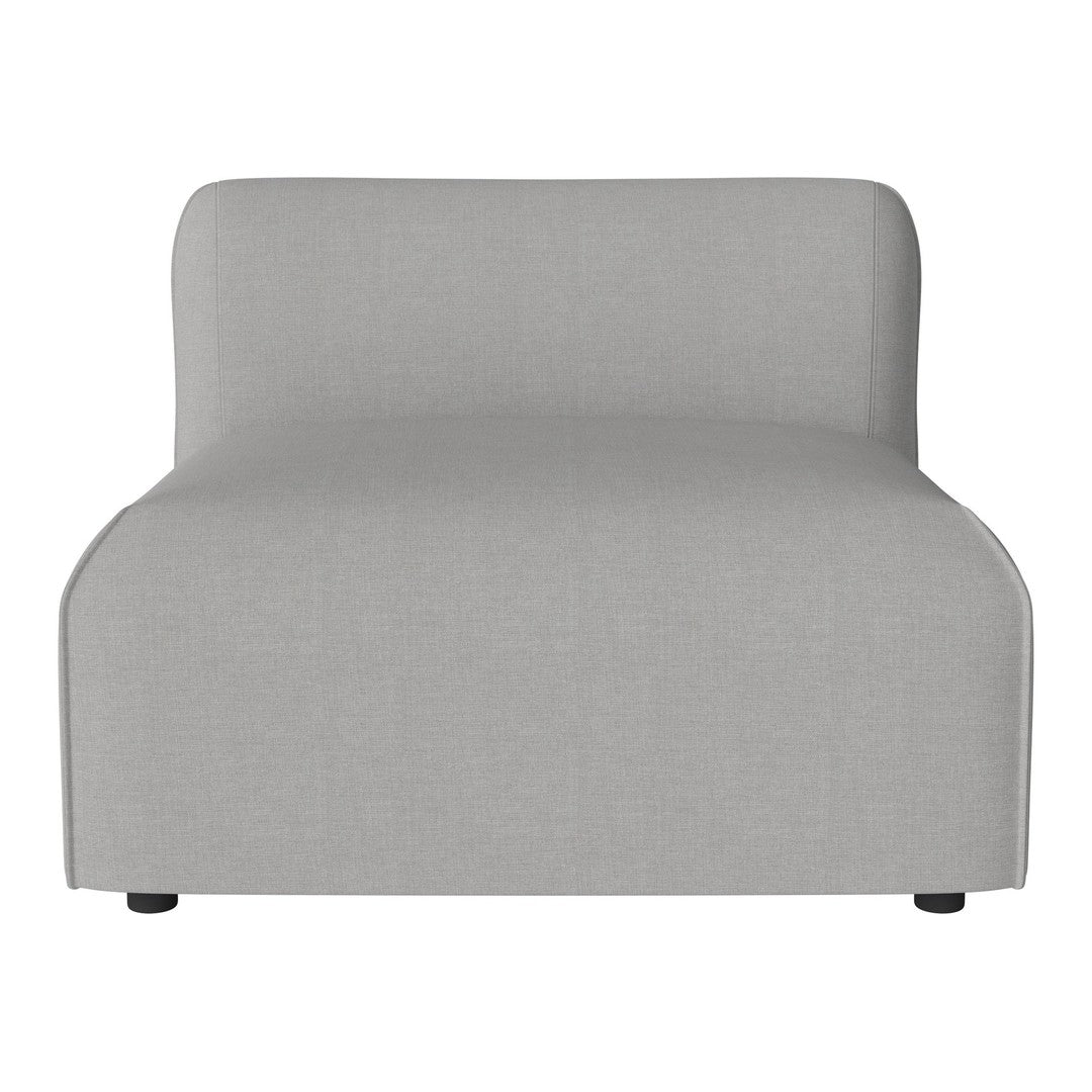 Light gray upholstered chair with clean lines and minimalistic design, perfect for modern decor.