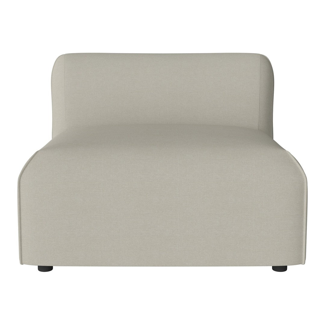 Neutral beige upholstered chair with a smooth, minimalist design, ideal for modern decor.