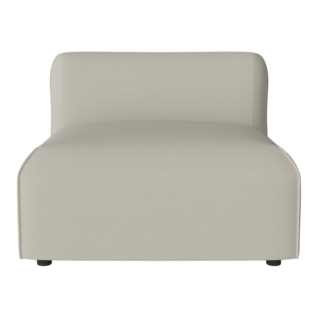 Light beige, minimalist chair with smooth, curved lines and a solid color pattern, perfect for modern decor.