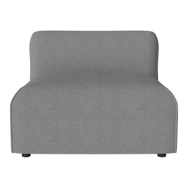 Gray upholstered chair with a minimalist design and smooth, solid fabric pattern. Perfect for modern decor.