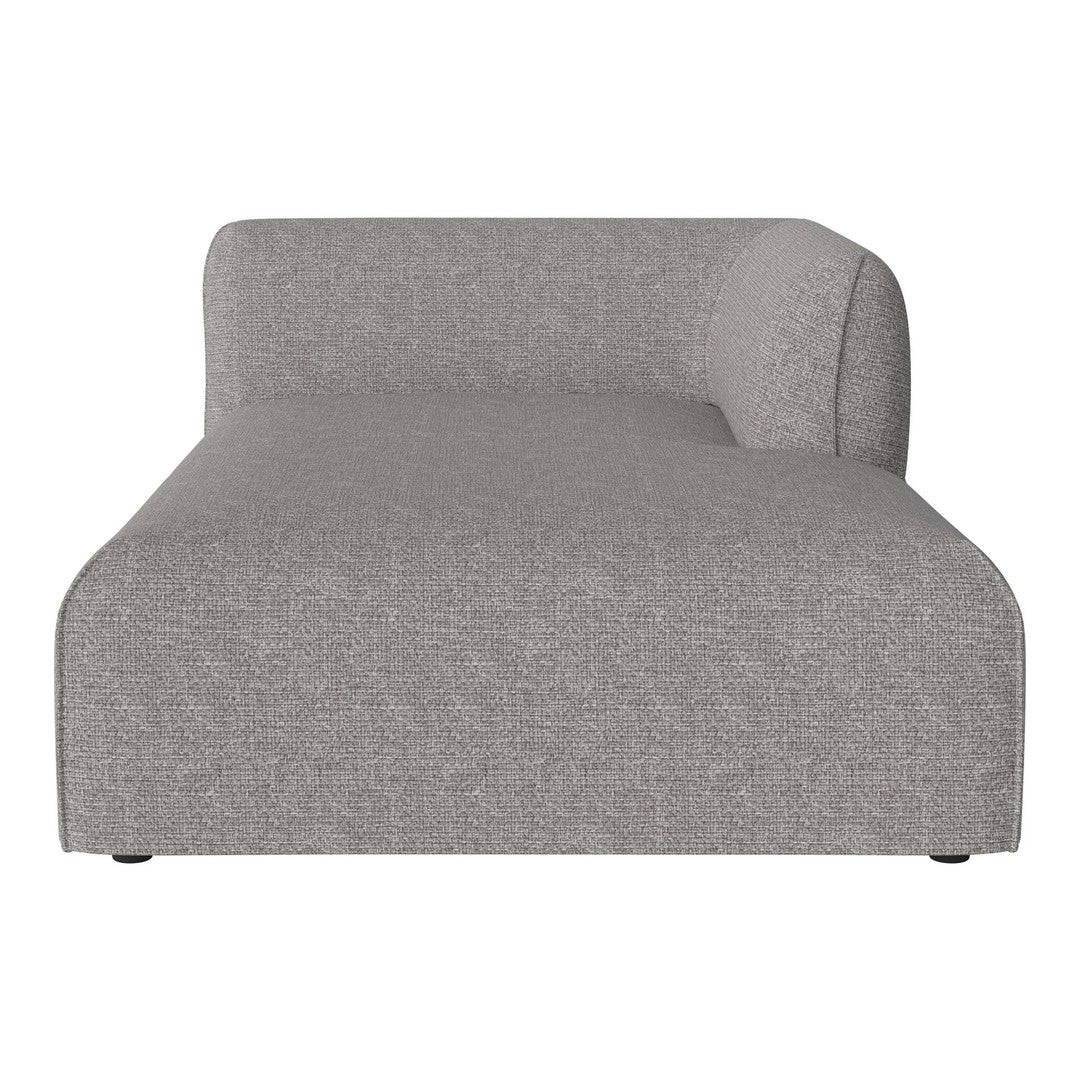 Gray textured chaise lounge with a minimalist design and smooth curves. Ideal for modern interiors.