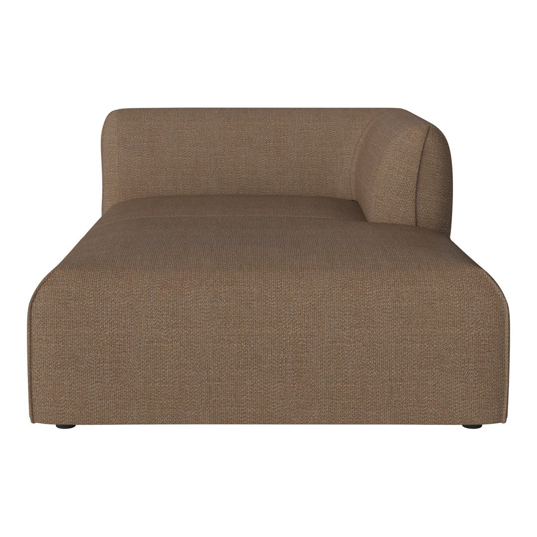 Brown textured chaise lounge with a smooth, minimalist design. Perfect for modern living spaces.