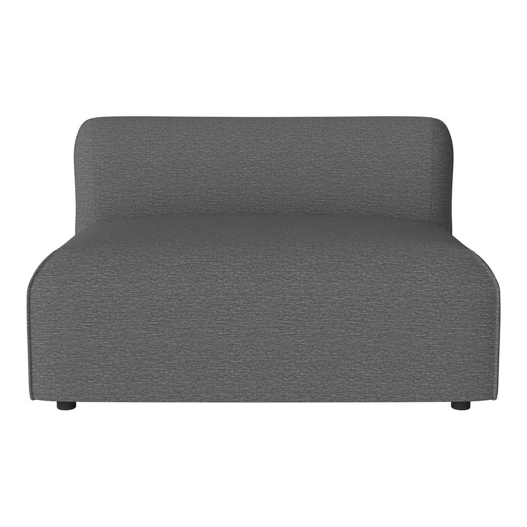Gray upholstered modular sofa with a smooth, minimalist design and subtle textured pattern. Perfect for modern spaces.
