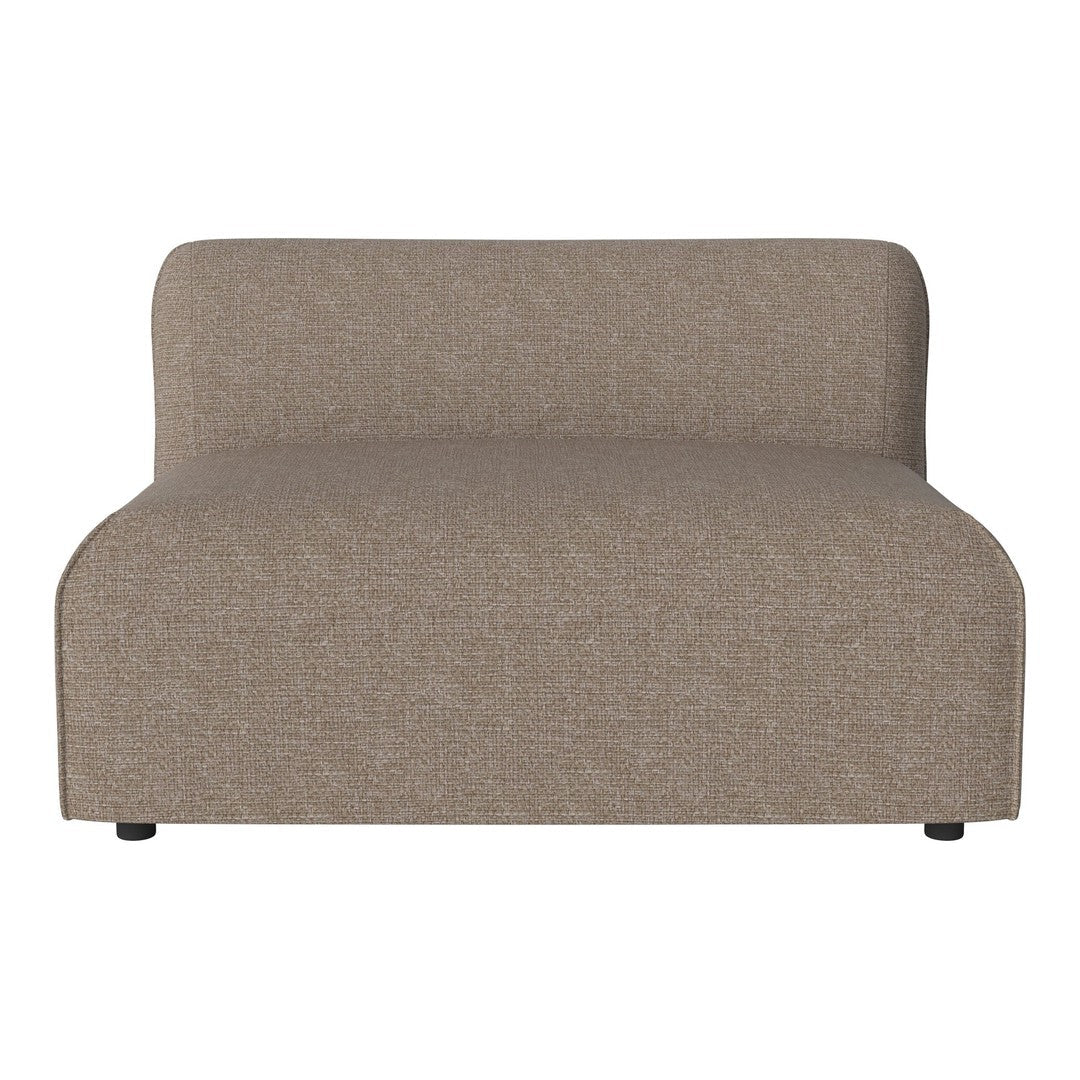Beige upholstered chaise lounge with a smooth texture and subtle pattern, perfect for modern decor.