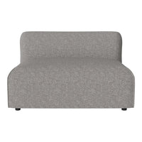 Gray upholstered modular sofa with a sleek, minimalist design and textured fabric. Ideal for modern interiors.