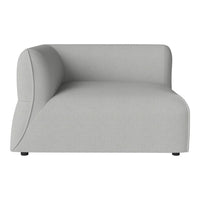 Light gray, minimalist one-arm sofa featuring a smooth, solid fabric texture and curved design. Perfect for modern decor.