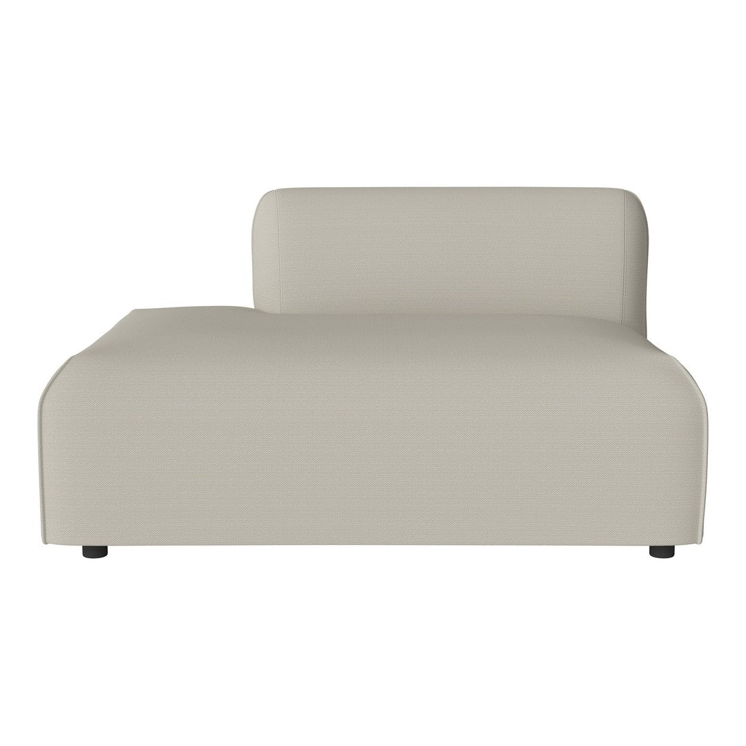 Light beige modern chaise lounge with smooth, minimalist design and no visible patterns. Ideal for contemporary spaces.