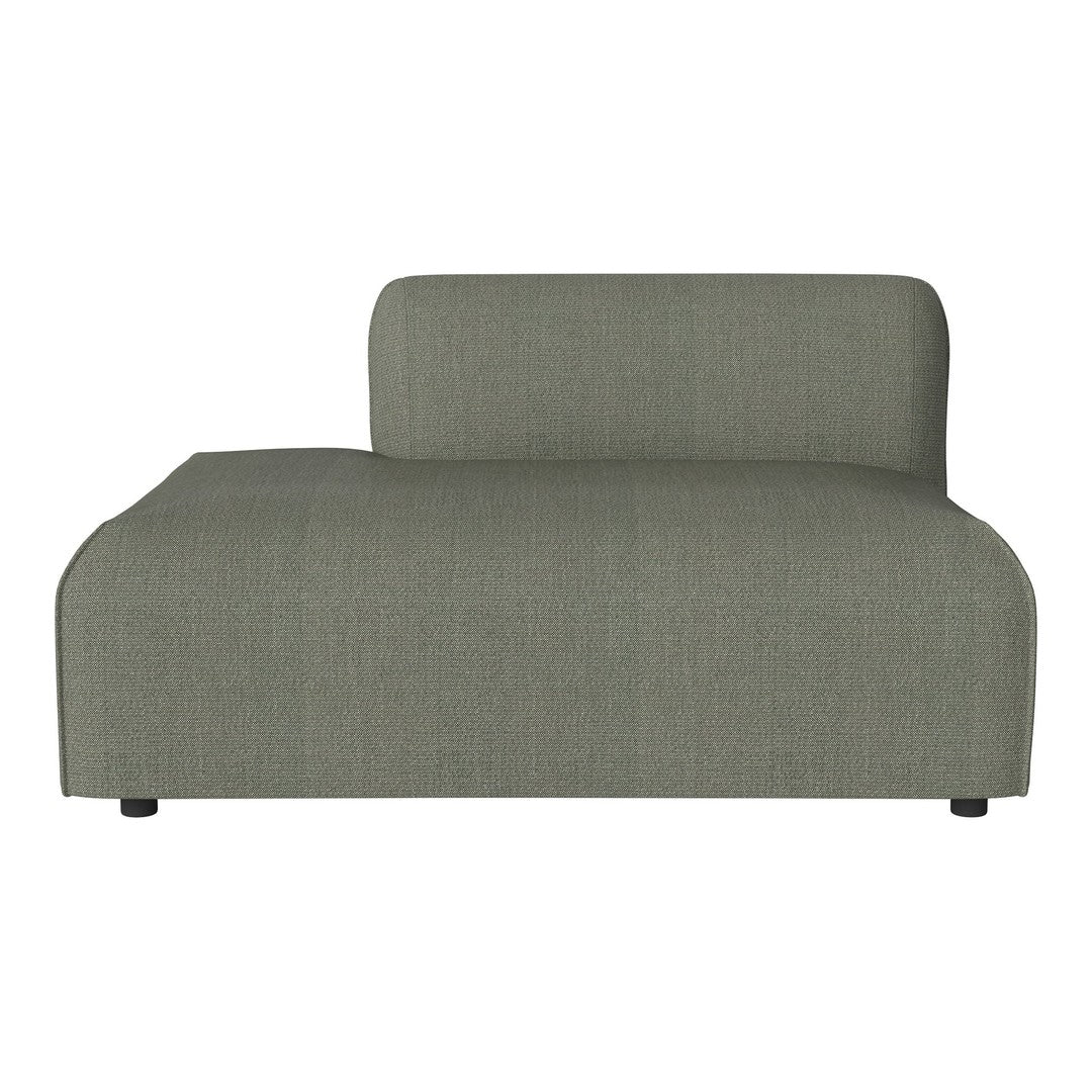 "Contemporary gray fabric chaise lounge with smooth texture and minimalist design, perfect for modern interiors."