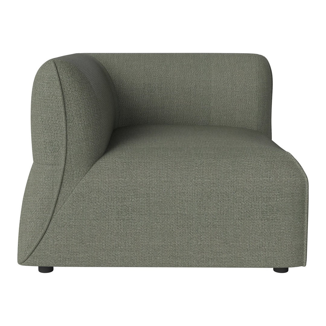Gray upholstered modular sofa with a smooth texture and curved design, perfect for modern interiors.