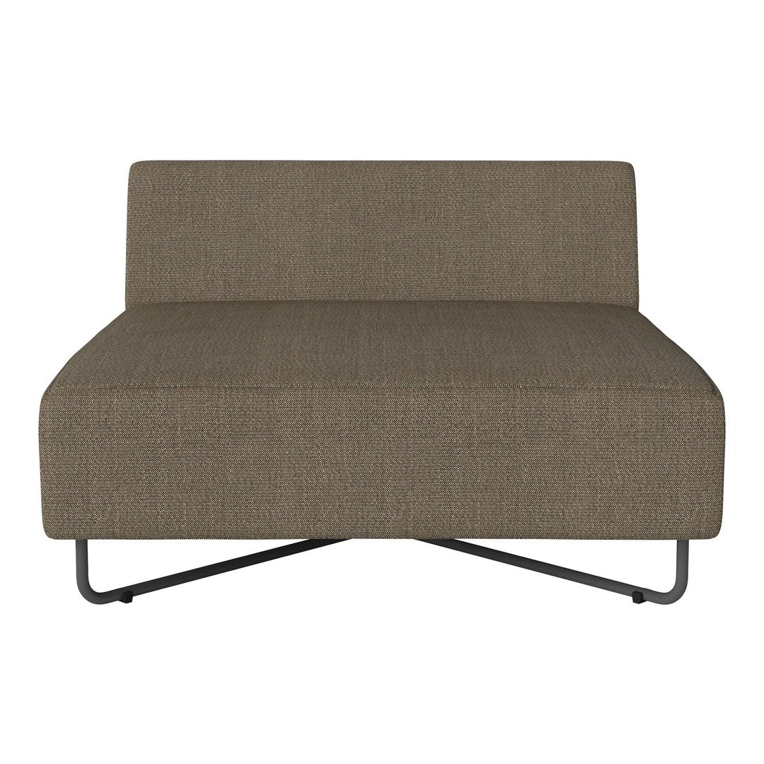 Brown textured upholstery on a sleek, modern sofa with a minimalist metal frame. Ideal for contemporary decor.