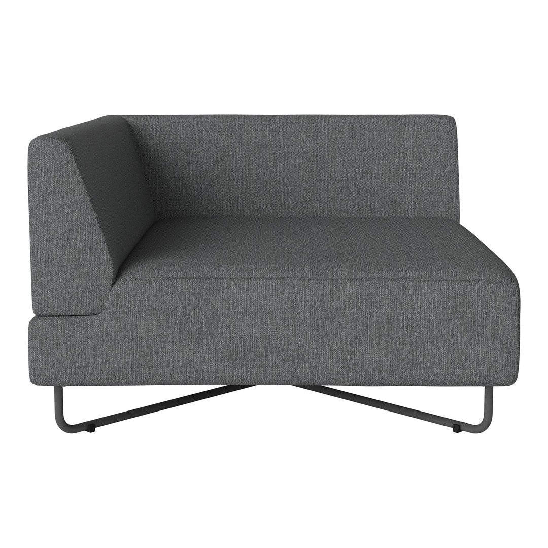Modern gray sectional sofa with a textured fabric and sleek, minimalist design. Perfect for contemporary spaces.