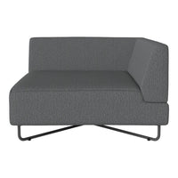 Gray textured sofa section with minimalist design and sleek black metal legs. Perfect for modern interiors.