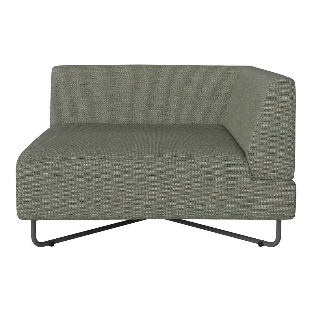 Modern green upholstered sofa with a sleek, minimalist design and a textured finish. Perfect for contemporary decor.