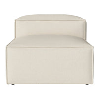 Neutral cream oversized ottoman in a sleek, modern design with a smooth, solid fabric pattern. Perfect for any decor.
