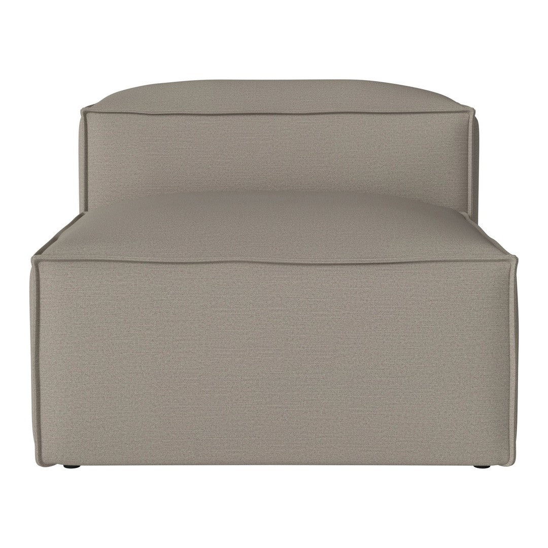Neutral taupe ottoman with a smooth, minimalist design and subtle texture. Perfect for modern decor.