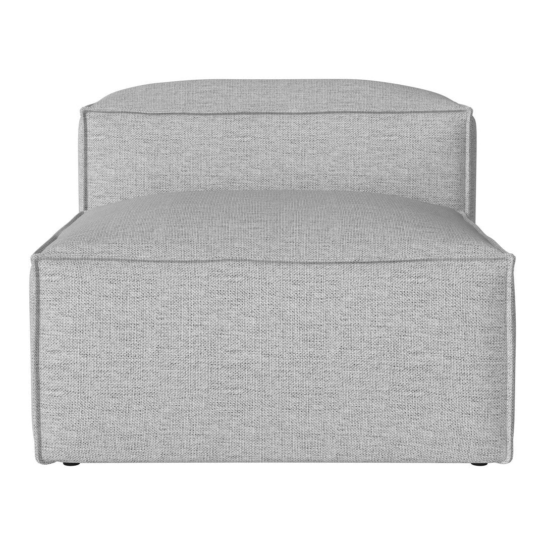 Light gray upholstered chair with a smooth, modern texture and minimalist design. Perfect for contemporary decor.