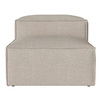 Beige upholstered accent chair with a subtle textured pattern. Modern design with clean lines and rounded edges.