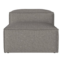 "Textured gray upholstery with simple, clean lines, offering a modern and versatile design."